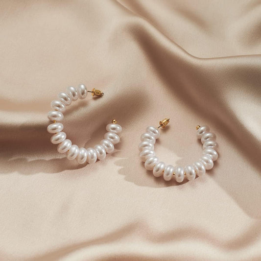 White Beads Fancy Earrings