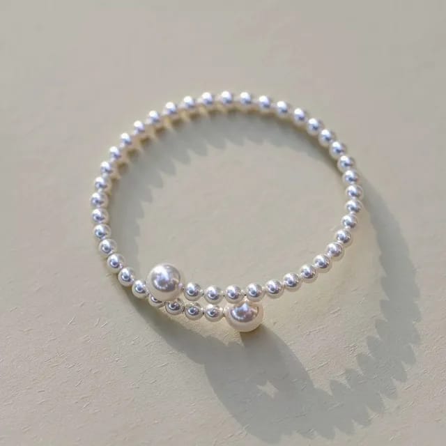 Adjustable White Beaded Bracelet